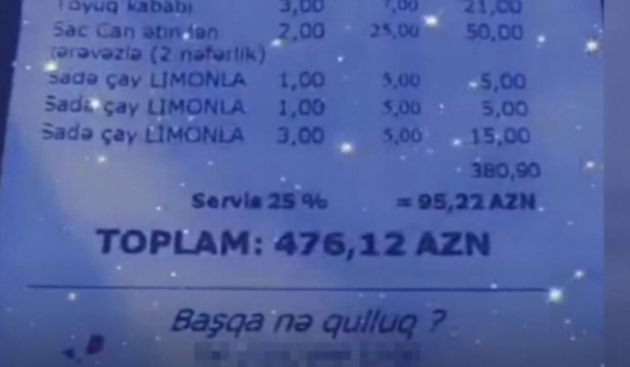 Restoran menyularında servis haqqı qeyd olunmalıdırmı?