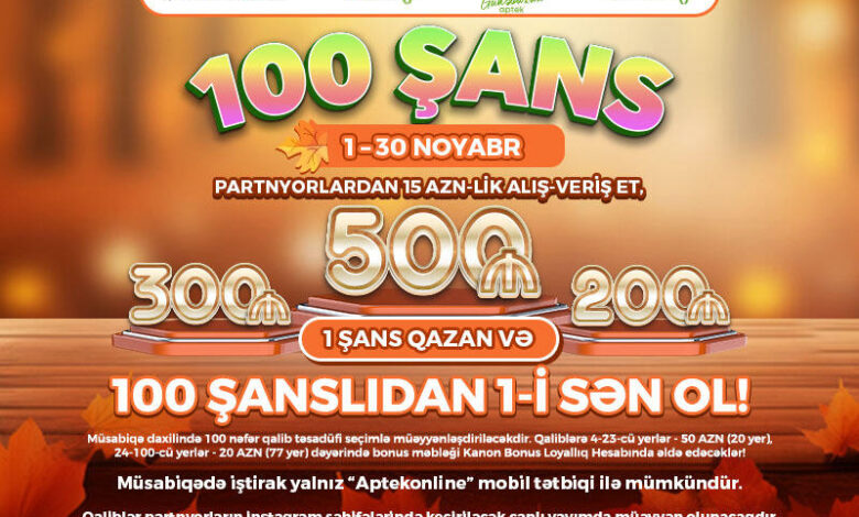 Kanon Bonus Loyallıq Proqramından Möhtəşəm "100 Şans" Müsabiqəsi!